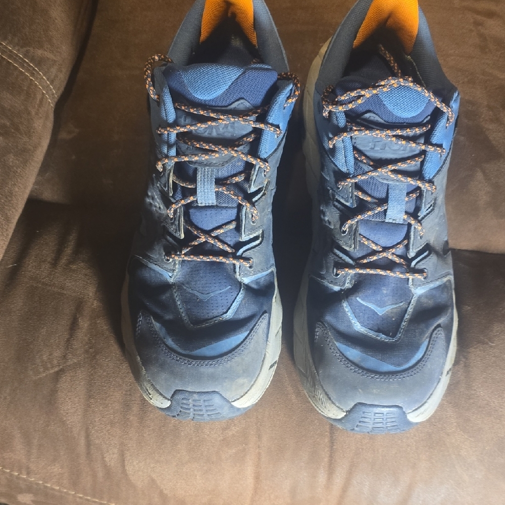 Hoka Men's Blue Trail Running Shoes with Orange Accent